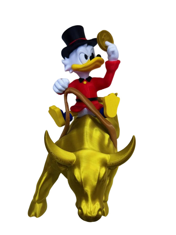 Tio Patinhas o Magnata e o Touro – Escultura Decorativa de Prosperidade